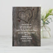 Boom Trunk + harved Heart Wedding Invitting Kaart (Staand voorkant)