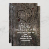 Boom Trunk + harved Heart Wedding Invitting Kaart (Voorkant / Achterkant)