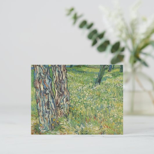 Boom Trunks Grass Vincent van Gogh Briefkaart (Staand voorkant)