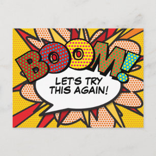 BOOM Uitgesteld Datumswijziging Stripboek Pop Art Briefkaart