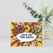 BOOM Uitgestelde Datumwijziging Stripboek Pop Art Aankondigingskaart (Staand voorkant)