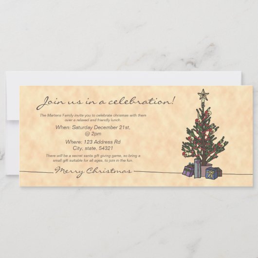 Boom, uitnodiging van 9,25 "x4" (Achterkant)