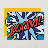 BOOM Uw Bericht Spraakballon Fun Retro Aankondigingskaart (Voorkant / Achterkant)