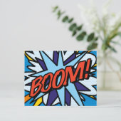 BOOM Uw Bericht Spraakballon Fun Retro Aankondigingskaart (Staand voorkant)