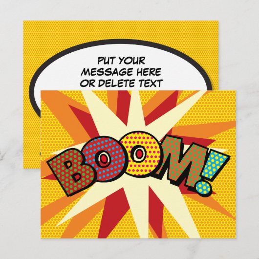 BOOM Uw Bubble Bubble voor berichteninterventie Aankondigingskaart (Voorkant / Achterkant)