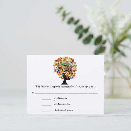 Boom van belofte - Whimsical Trees - RSVP-kaarten RSVP Kaartje (Staand voorkant)