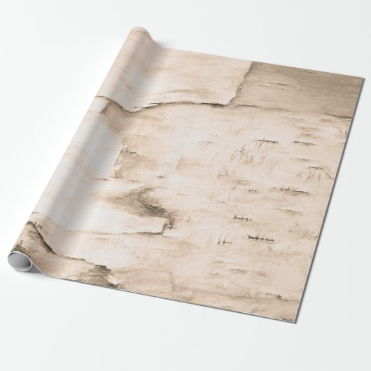  Boom van Birch Bark Sepia Rustic Woodland Cadeaupapier (Uitgerold)