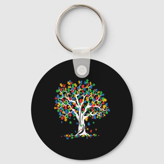Boom van de Autisme Bewustmafbeelding Maand Funny Sleutelhanger (Voorkant)