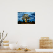 Boom van de Baobab (Adansonia) licht op de maan Poster (Keuken)