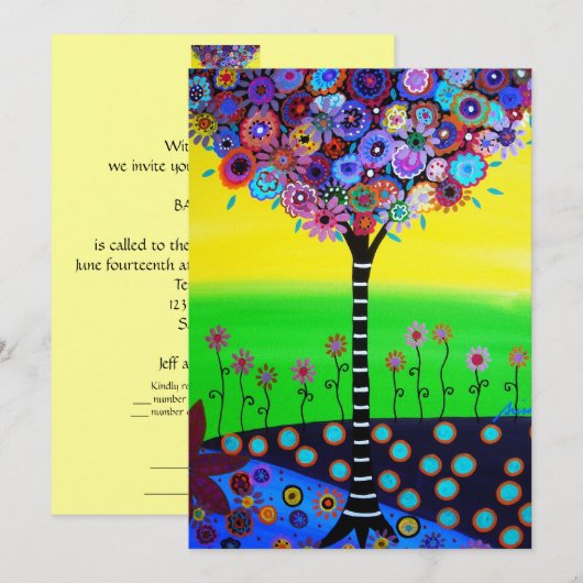 Boom van de bast Mitzvah Kaart (Voorkant / Achterkant)