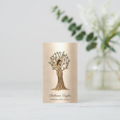 Boom van de bij de behandeling van een vrouw gebru visitekaartje (Staand voorkant)