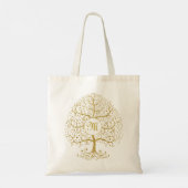 Boom van de goudmonogram van het Levenslang Tote Bag (Achterkant)