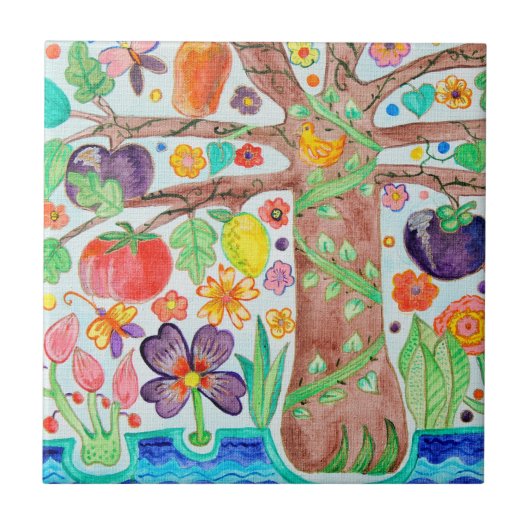 Boom van de Keramische Tile van het Leven Tegeltje (Voorkant)