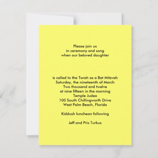 BOOM VAN de knuppel mitzvah Uitnodigingen van het (Achterkant)