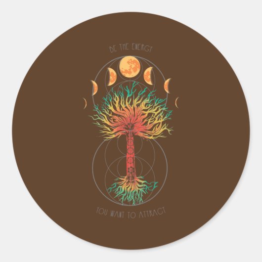Boom van de levensfase van de maan Chakra Ronde Sticker (Voorkant)