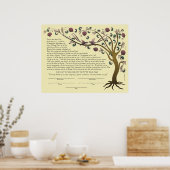 Boom van de levensketubah met de Hebreeuwse quote  Poster (Keuken)
