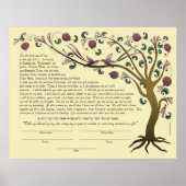 Boom van de levensketubah met de Hebreeuwse quote  Poster (Voorkant)