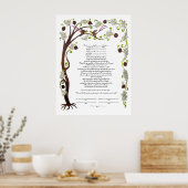 Boom van de Levensketubah met granaatappels (v) Poster (Keuken)