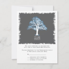 Boom van de Life Bar Mitzvah Reply Card, Blue en G RSVP Kaartje