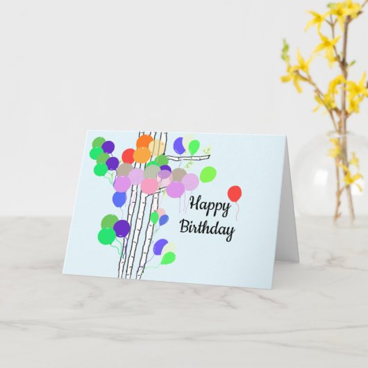 Boom van de vogelballonnen kaart (Gele Bloem)