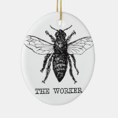Boom van de werker, bijen, zwart,  keramisch ornament (Rechts)
