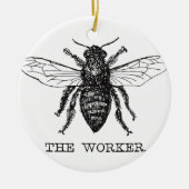 Boom van de werker, bijen, zwart,  keramisch ornament (Voorkant)