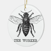 Boom van de werker, bijen, zwart,  keramisch ornament (Links)