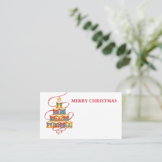 Boom van Drums Vrolijk Kerstfeest Plaats Kaarten N Plaatskaartje (Staand voorkant)
