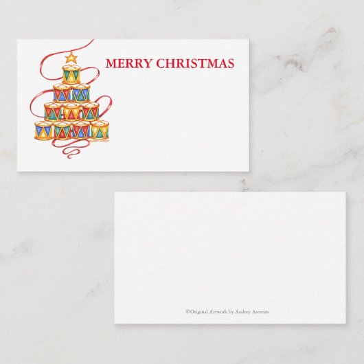 Boom van Drums Vrolijk Kerstfeest Plaats Kaarten N Plaatskaartje (Voorkant / Achterkant)