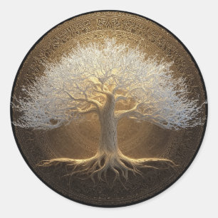 Boom van Eeuwig Licht Boom des Levens Ontwerp Ronde Sticker