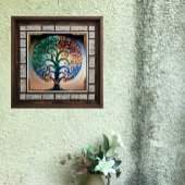 Boom van gebrandschilderd glas met Antiek gouden s Tegeltje