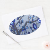 Boom van het Boze Oog, Blauwe Nazar Amulet sierade Ovale Sticker (Envelop)