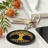 Boom van het Celtische symbool van de Leven Sleutelhanger (Zijkant)