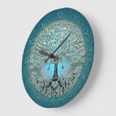 Boom van het hart van het leven in blauwe kleuren grote klok (Hoek)