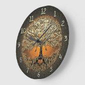 Boom van het hart van het leven in koperkleuren grote klok (Hoek)