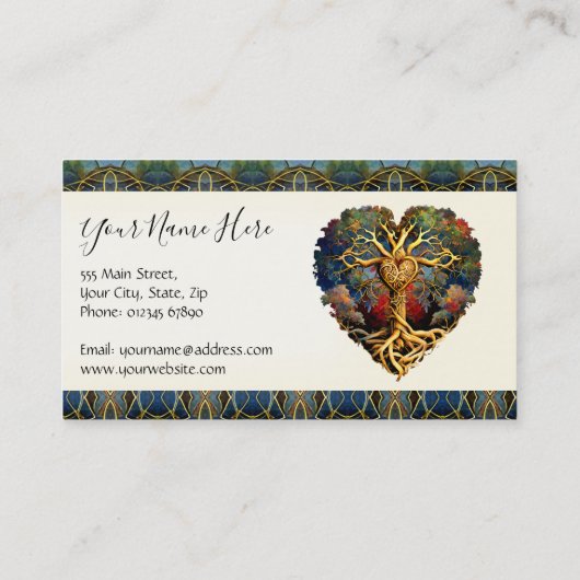 Boom van het hart van het leven visitekaartje (Achterkant)