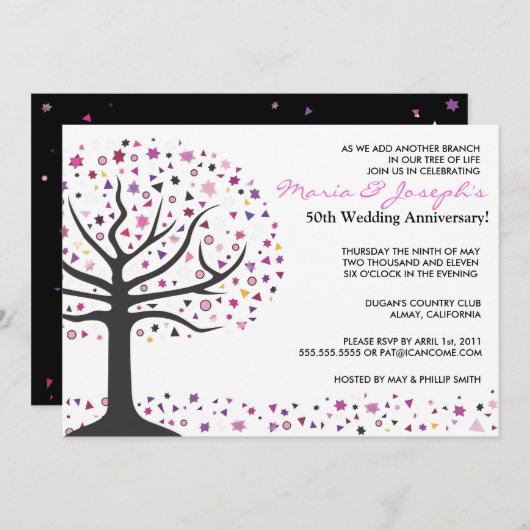 Boom van het Jubileum van de Partij van het Leven Kaart (Voorkant / Achterkant)