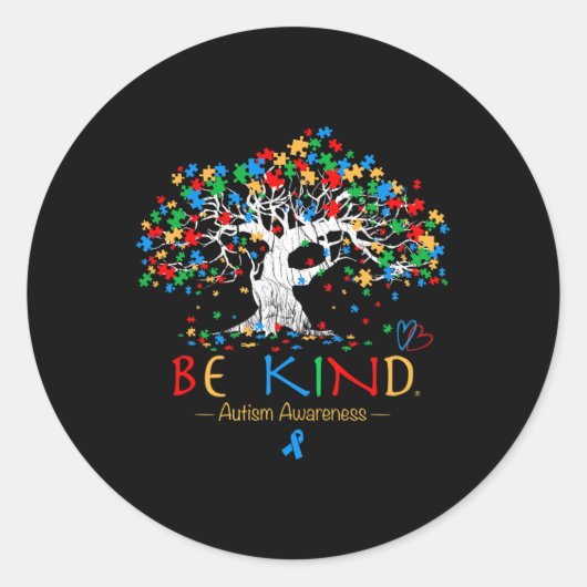 Boom van het leven Autisme Bewustmakingsmaand Puzz Ronde Sticker (Voorkant)