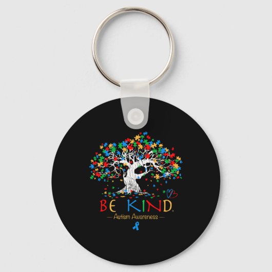 Boom van het leven Autisme Bewustmakingsmaand Puzz Sleutelhanger (Voorkant)