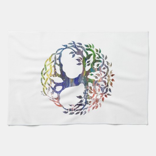 boom van het leven, boom van het leven, drie van d theedoek (Horizontaal)