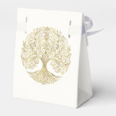 Boom van het Leven Cream & Goud Keltische Bruiloft Bedankdoosjes (Achterkant)