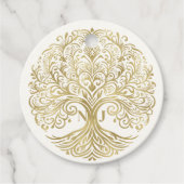Boom van het Leven Cream & Goud Keltische Bruiloft Bedankjes Labels (Voorkant)