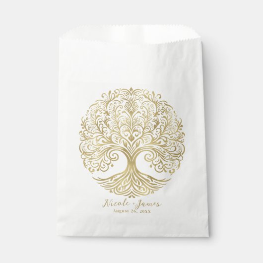 Boom van het Leven Cream & Goud Keltische Bruiloft Bedankzakje (Voorkant)