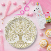 Boom van het Leven Cream & Goud Keltische Bruiloft Papieren Bordje (Feest)