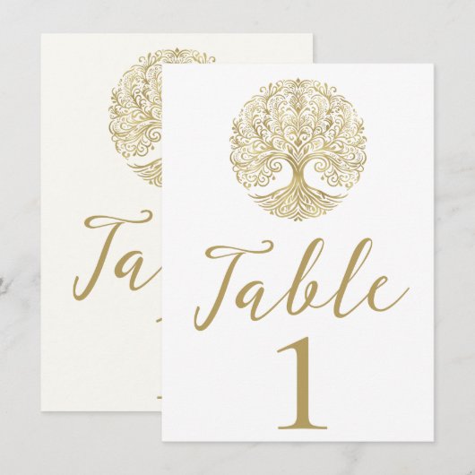 Boom van het Leven Cream & Goud Keltische Roots Br Kaart (Voorkant / Achterkant)