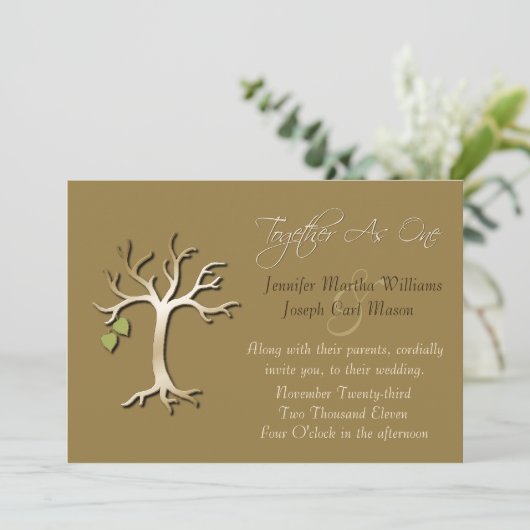 Boom van het leven Elegant Fall Wedding Invitation Kaart (Staand voorkant)