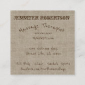 Boom van het leven en Rustic Linen Vierkante Visitekaartje (Achterkant)