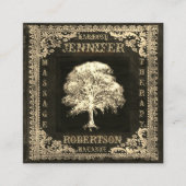 Boom van het leven en Rustic Linen Vierkante Visitekaartje (Voorkant)