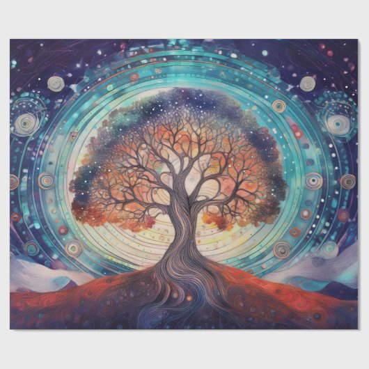 Boom van het Leven, Etherische Liefde ontmoet Natu Cadeaupapier (Vlak)
