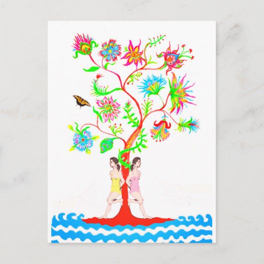 Boom van het leven. Flora en fauna Briefkaart (Voorkant)